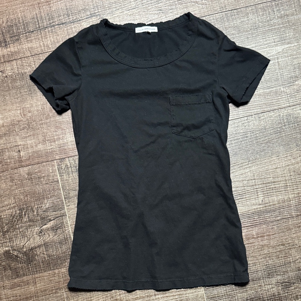 James Perse Black Short Sleeve Pocket Tee - Slim Crew